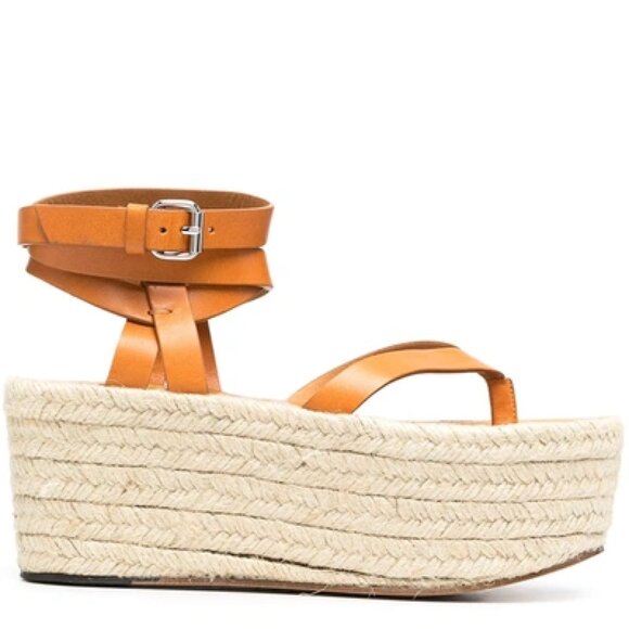 Isabel Marant Brown Leather Platform Espadrille Sandals - Picture 2 of 5